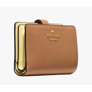 New Kate Spade Medium Compact Bifold Wallet Pebble Leather Tuscan Brown